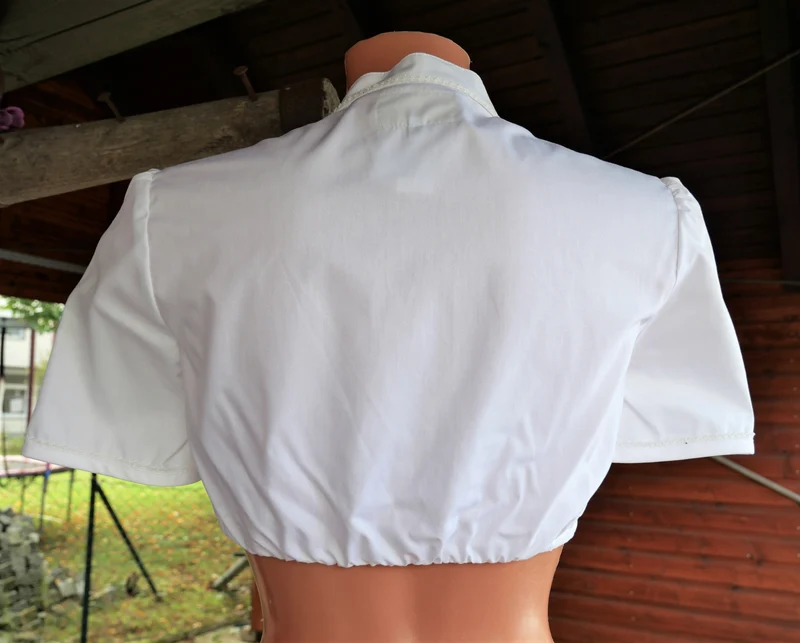 Dirndlbluse CocoVero, Bella, Stehkragen, V-Ausschnitt, weiß