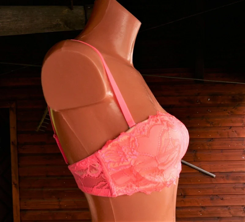 Bandeau Schalen BH, After Eden, Spitze, Pfirsich, Koralle