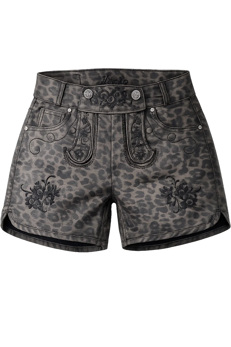 Damen Trachtenshort im Lederhosen-Stil mit Leodruck
