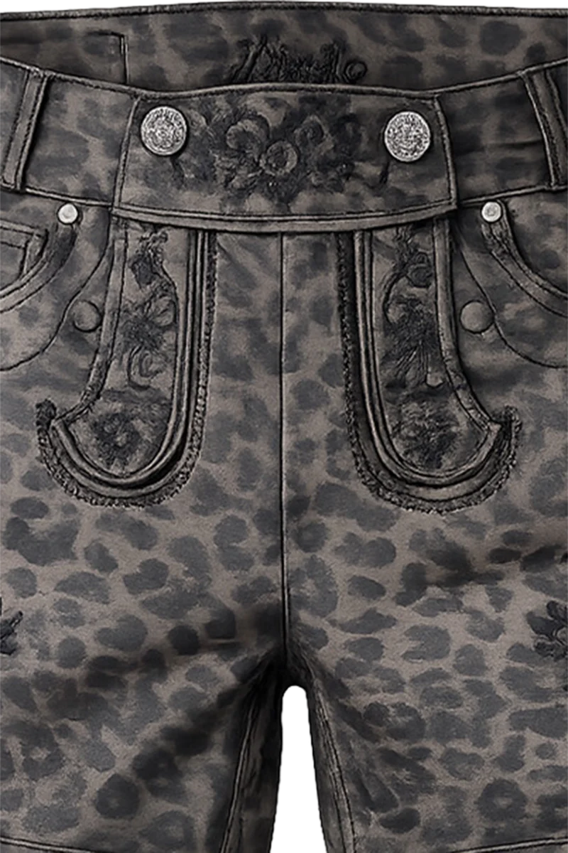 Damen Trachtenshort im Lederhosen-Stil mit Leodruck