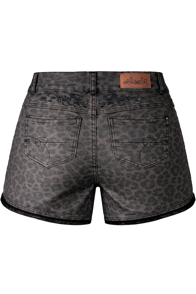 Damen Trachtenshort im Lederhosen-Stil mit Leodruck