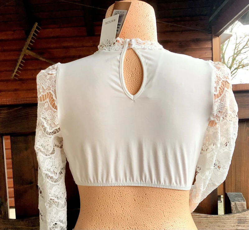 Dirndlbluse Krüger Collection, Julie, Spitze, langarm, ecru