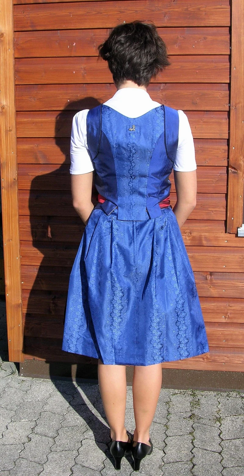 Dirndl 3-Teiler, Coco Vero, rot, blau, Midi 60 cm