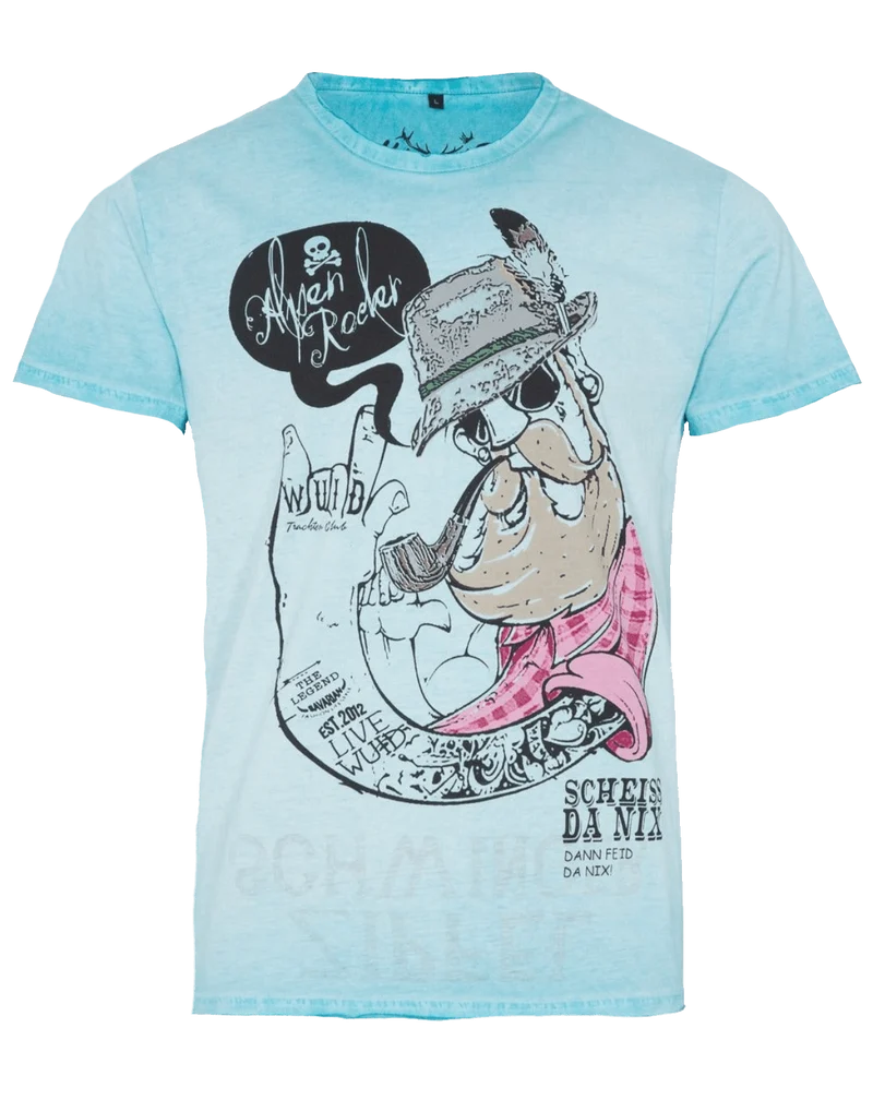 Herrenshirt, Trachten Shirt, HangOwear, Richy blau, Übergröße