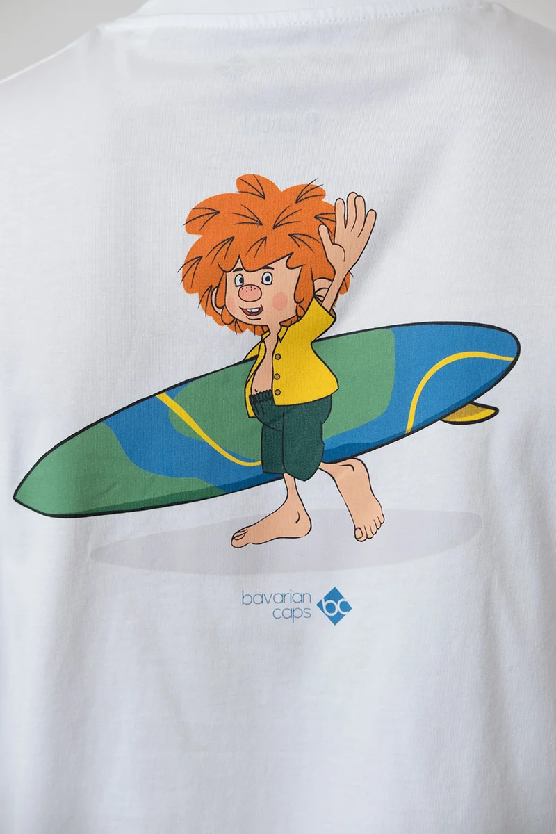 Herren T-Shirt mit surfendem Pumuckl-Print