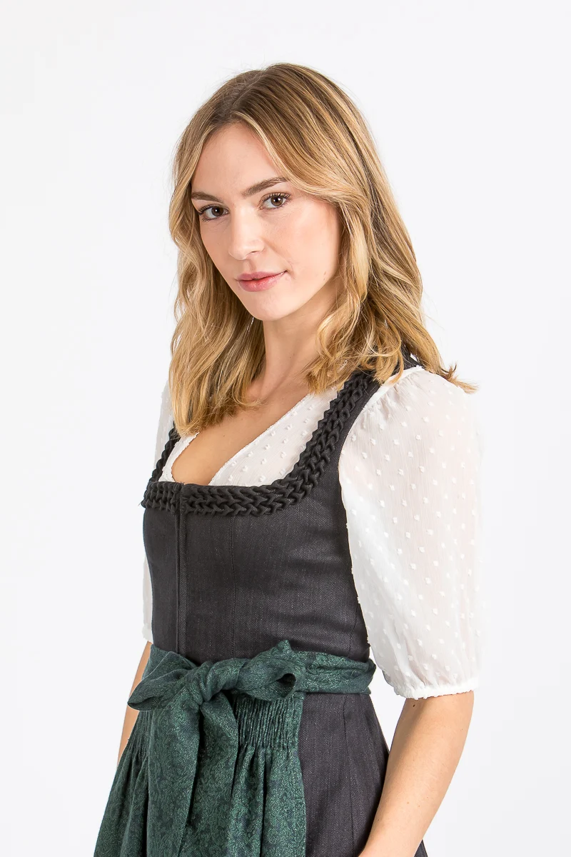 Wenger Dirndlbluse Ida Chiffon Ecru Gepunktet