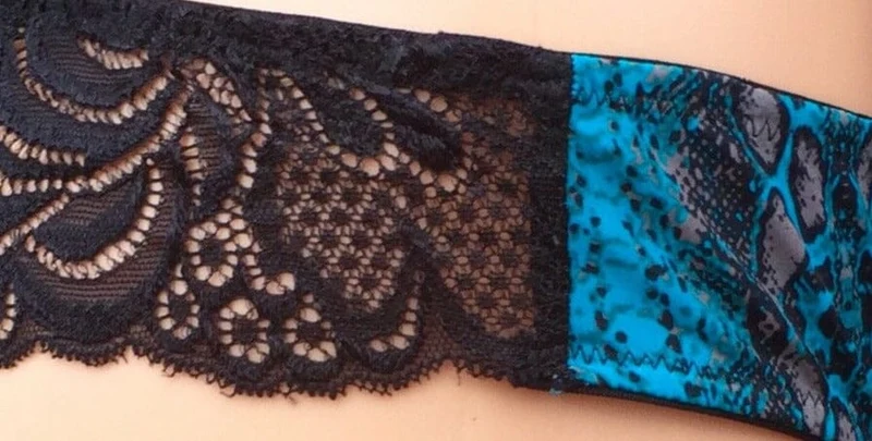 String, Slip, After Eden, schwarz, türkis, Spitze