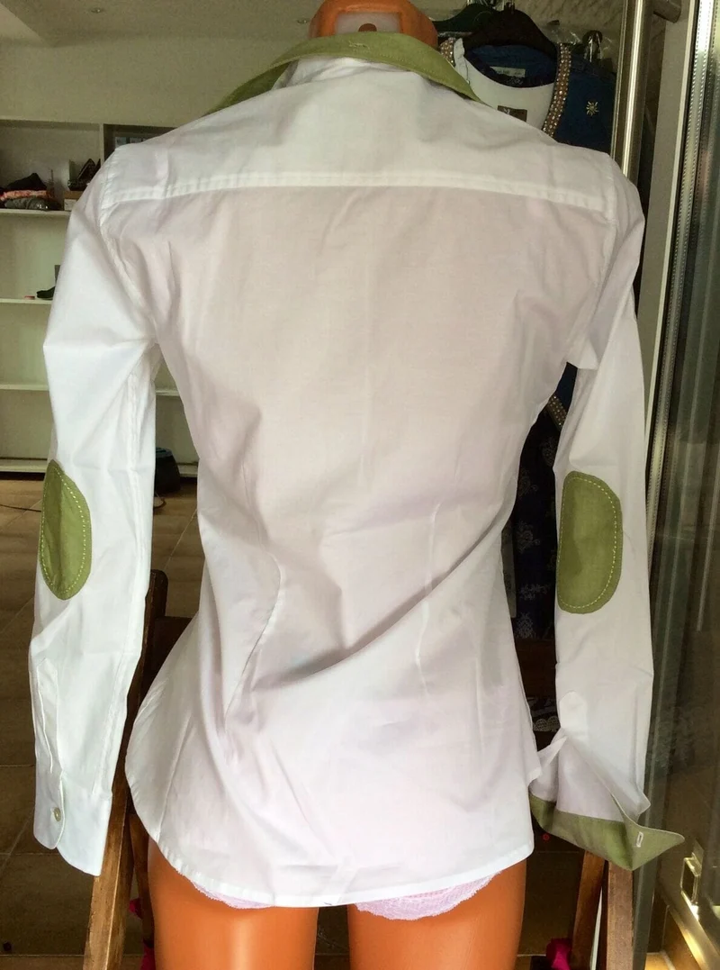 Trachten Bluse, Trachtenbluse Wiesnkönig, weiß, grün, langarm