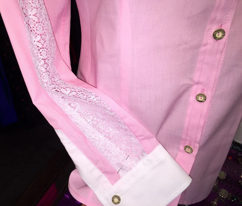 Trachten Bluse, Trachtenbluse Wiesnkönig, rosa, langarm