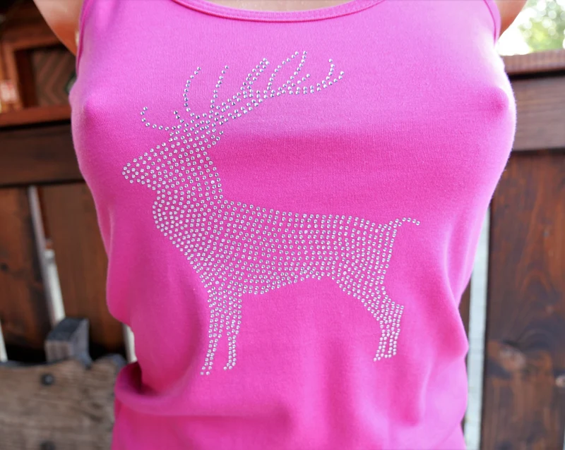 Trachtenshirt, Träger Top, Tu Felix Austria, Pink, Hirsch