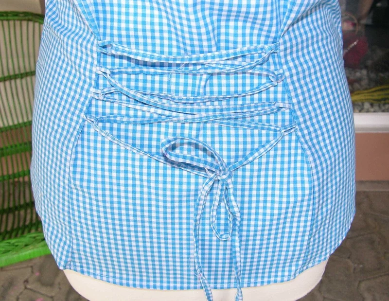 Trachten Bluse, Trachtenbluse, Almsach, kariert türkis blau, halbarm