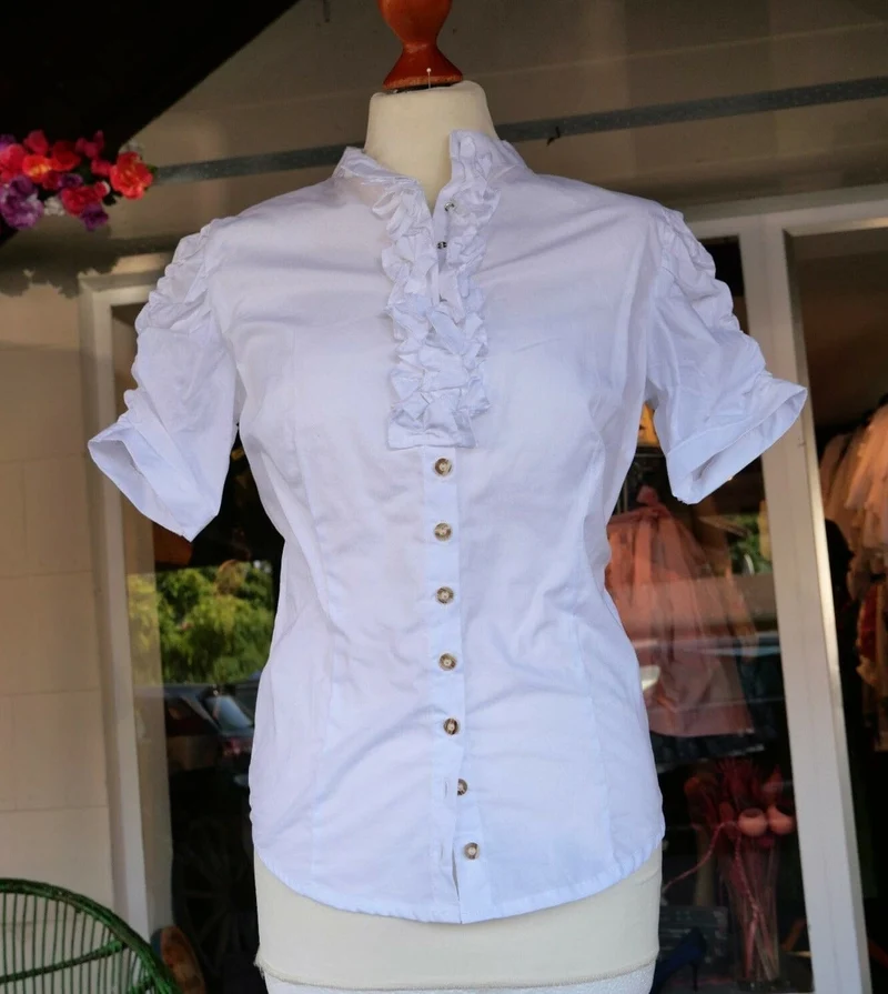 Trachten Bluse, Trachtenbluse, Jasmin, Almsach, weiß