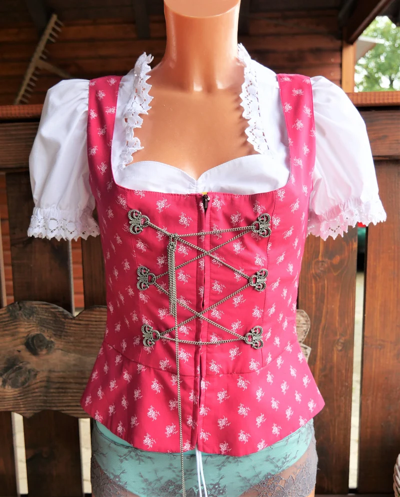 Trachten Mieder, Spencer, Almsach, Resi, Baumwolle, pink