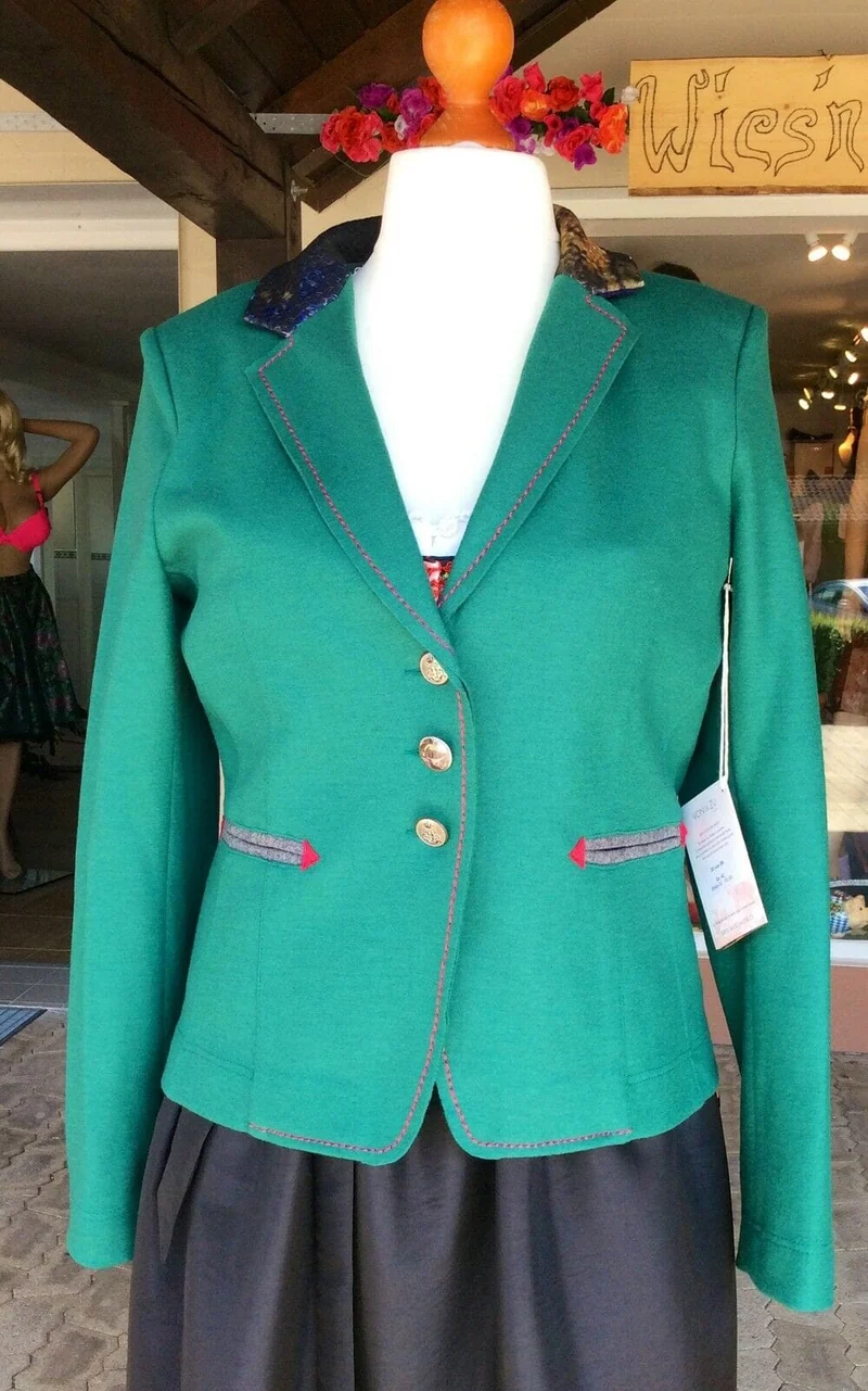 Trachten Jacke, von&zu Basset, grün, Walkjacke Blazer