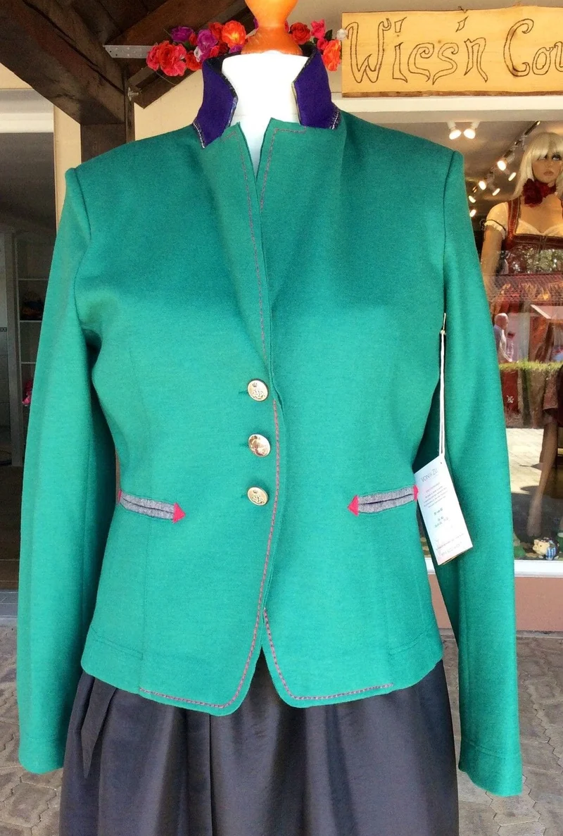 Trachten Jacke, von&zu Basset, grün, Walkjacke Blazer