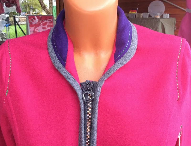 Trachten Jacke, von&zu Basset, grau, pink, Walkjacke