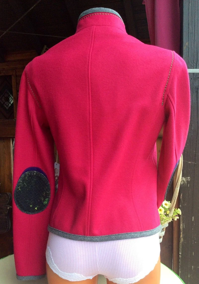 Trachten Jacke, von&zu Basset, grau, pink, Walkjacke