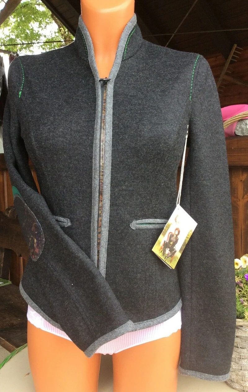 Trachten Jacke, von&zu Basset, grau, anthrazit, Walkjacke
