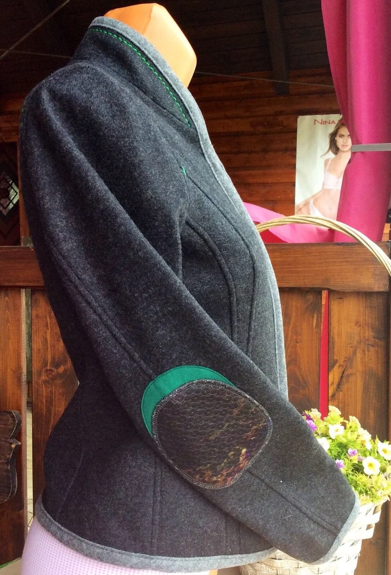 Trachten Jacke, von&zu Basset, grau, anthrazit, Walkjacke