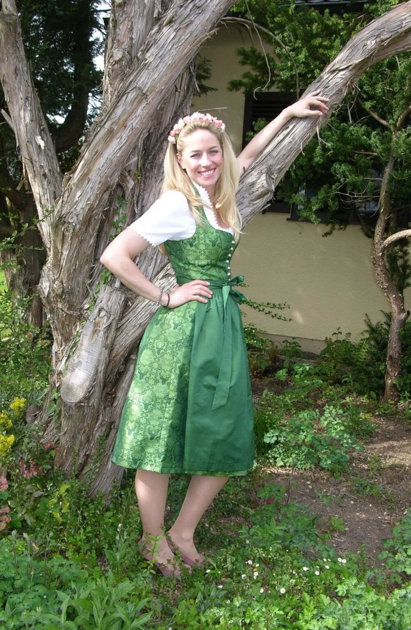 Dirndl Kleid Wenger Patrizia, grün, Schneewittchen Midi 70 cm, Gr. 34