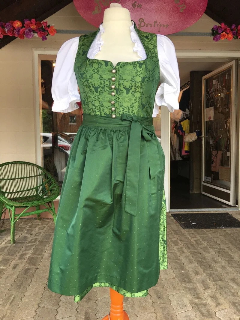 Dirndl Kleid Wenger Patrizia, grün, Schneewittchen Midi 70 cm, Gr. 34