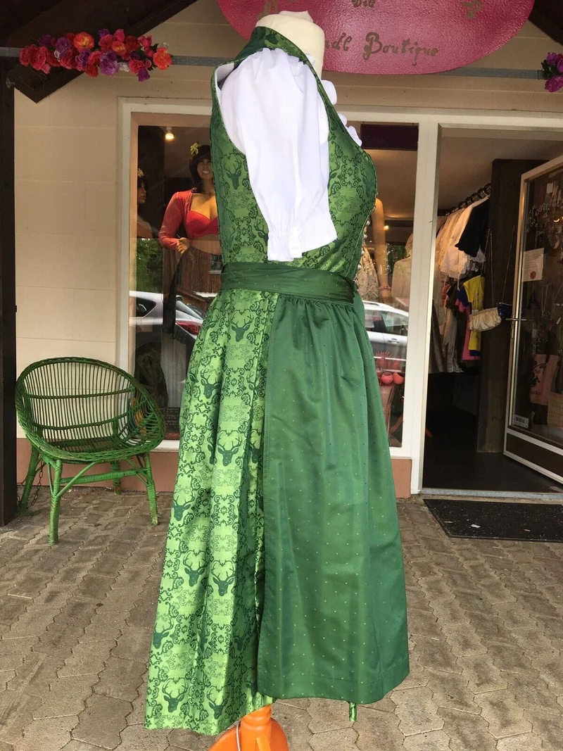 Dirndl Kleid Wenger Patrizia, grün, Schneewittchen Midi 70 cm, Gr. 34