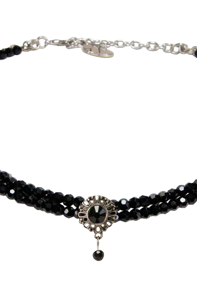 Damen Kropfkette aus Perlen - schwarz