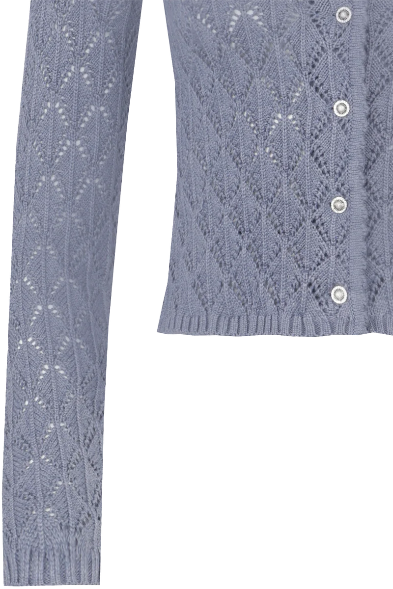 Damen Dirndljacke mit Ajourmuster und Strassknöpfen - stahlblau