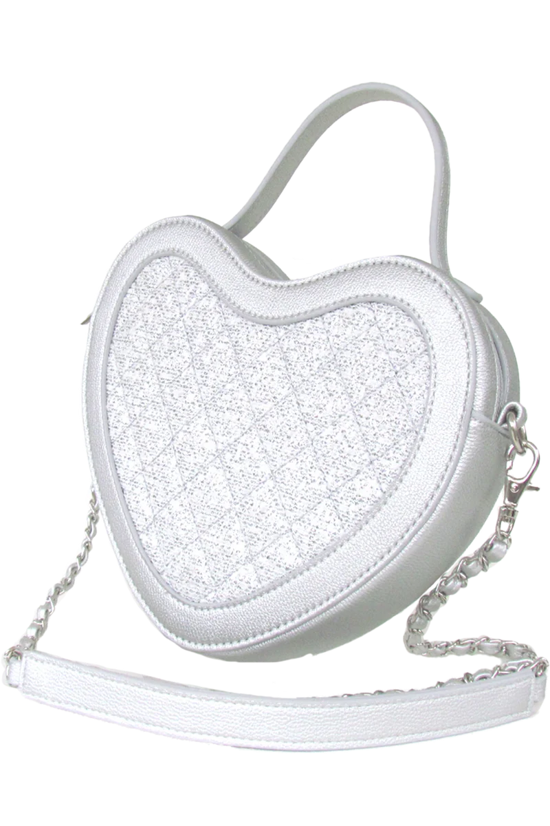 Damen Trachtentasche in Herzform - silber