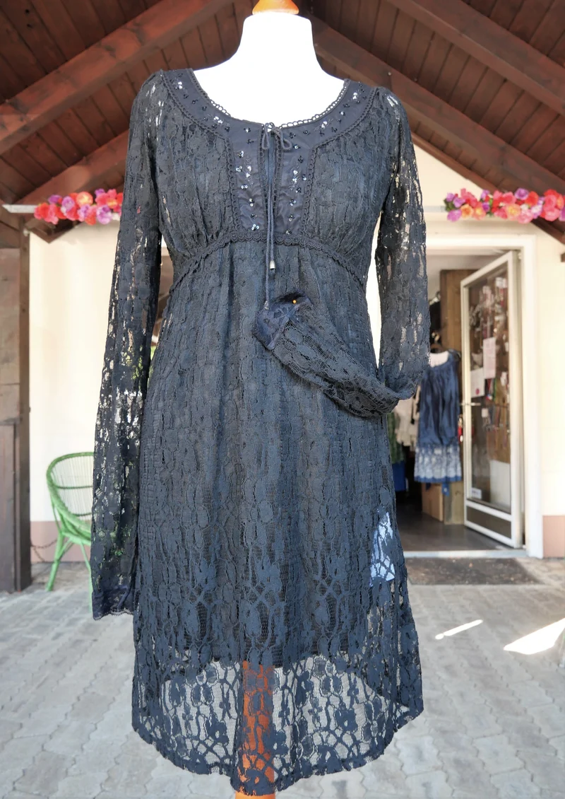 Dirndl Kleid Sportalm, Lydia, schwarz Spitze, Midi 70 cm, Gr. 38