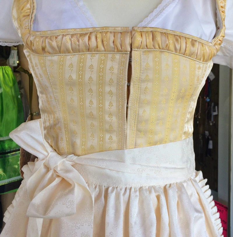 Dirndl Trentini, Hanni, creme, gelb, Midi 60 cm, Brautdirndl, Gr. 36