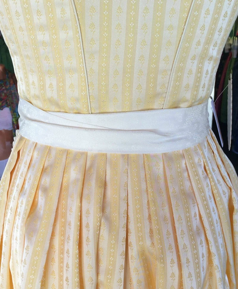 Dirndl Trentini, Hanni, creme, gelb, Midi 60 cm, Brautdirndl, Gr. 36