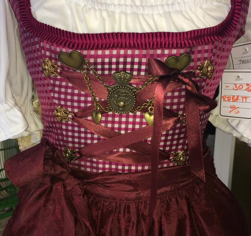 Dirndl Trentini, Josefine, bordeaux, Midi 70 cm, Gr. 32/34