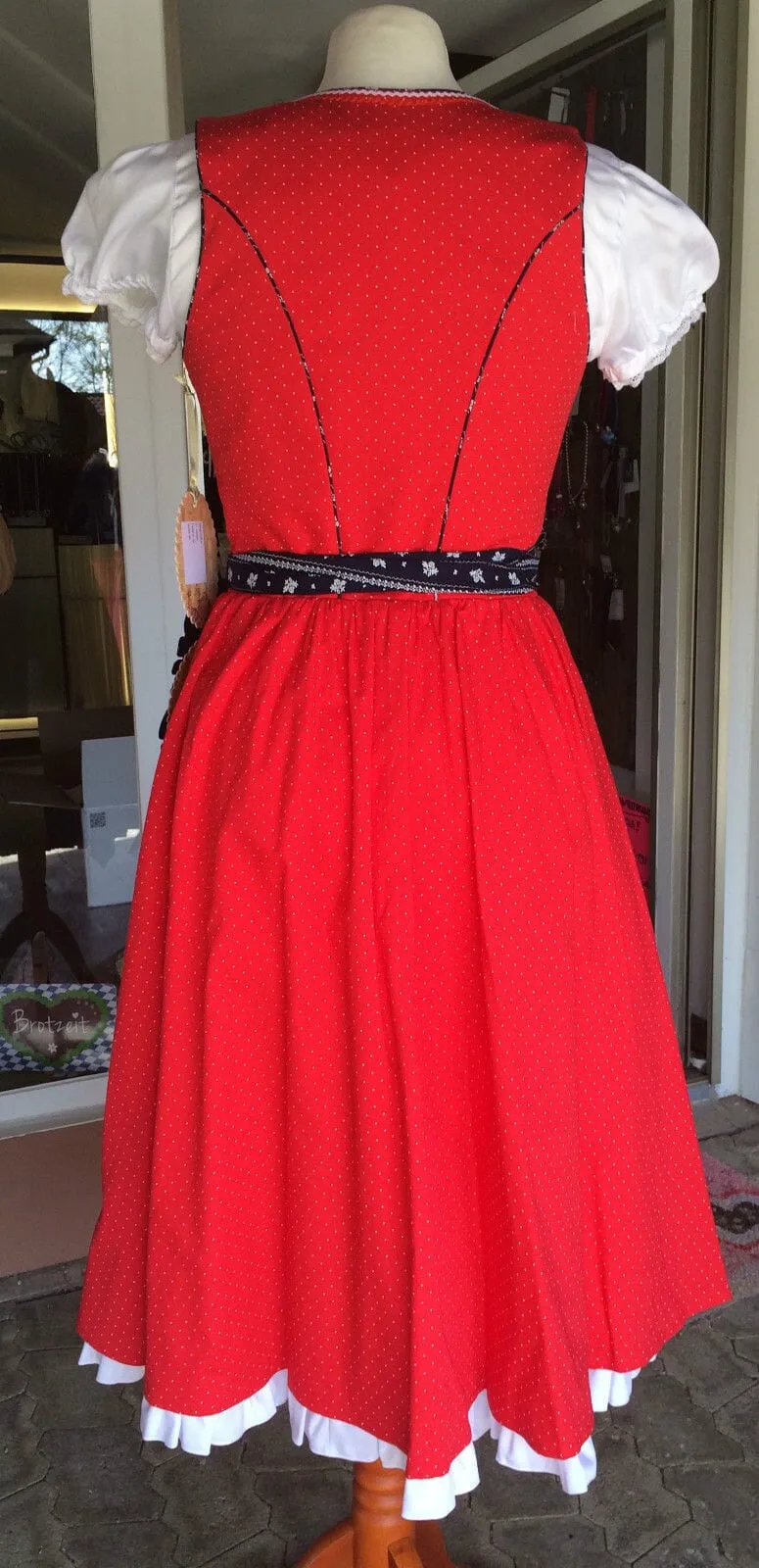 Dirndl Trentini, Palina, rot blau, Midi 70 cm, Waschdirndl
