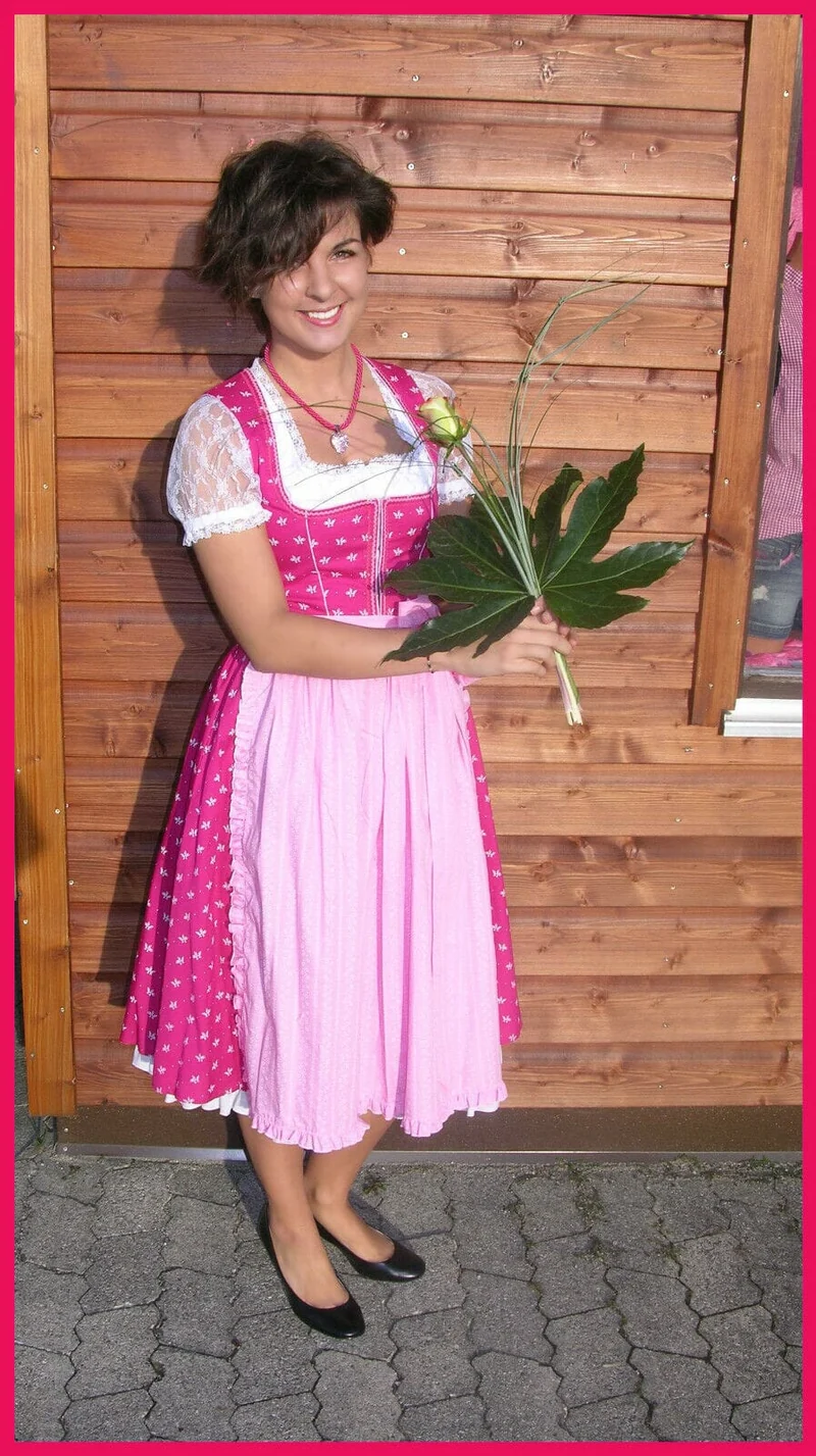 Dirndl Trentini, Palina, rosa pink, Midi 70 cm, Waschdirndl