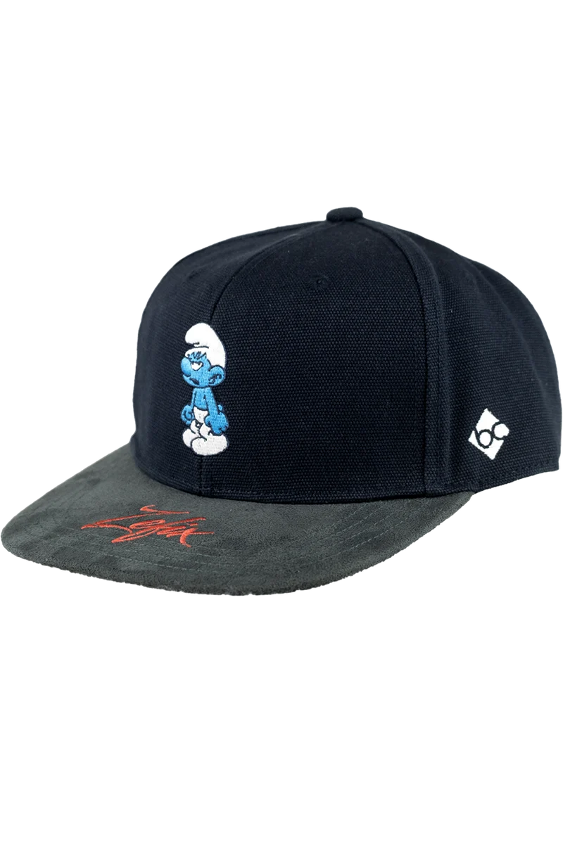 Unisex Snapback Cap 'Muffi Zefix' mit Schlumpfmotiv-Stickerei