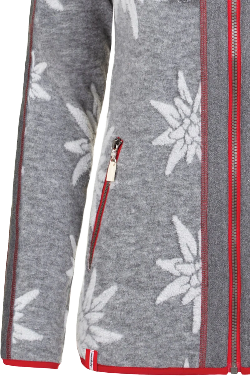 Damen Outdoor-Fleecejacke mit Edelweißblüten-Muster
