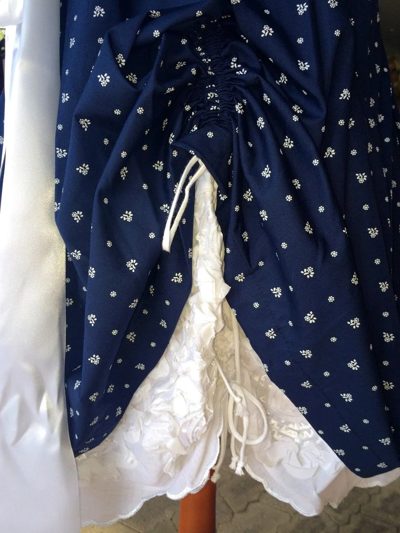 Dirndl Kleid, Marjo, Dolly, blau, weiß, Mini 50 cm, Gr. 34