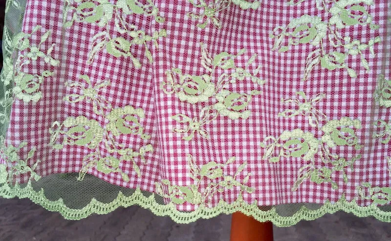 Dirndl Marjo, Gitta, apfel, rot, grün, Spitze, Midi 55 cm