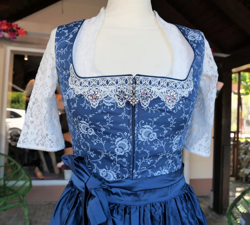 Dirndl Sportalm, Mattersburg, blau, Seide, Midi 70 cm, Gr. 34