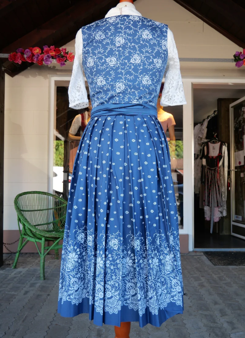 Dirndl Sportalm, Mattersburg, blau, Seide, Midi 70 cm, Gr. 34