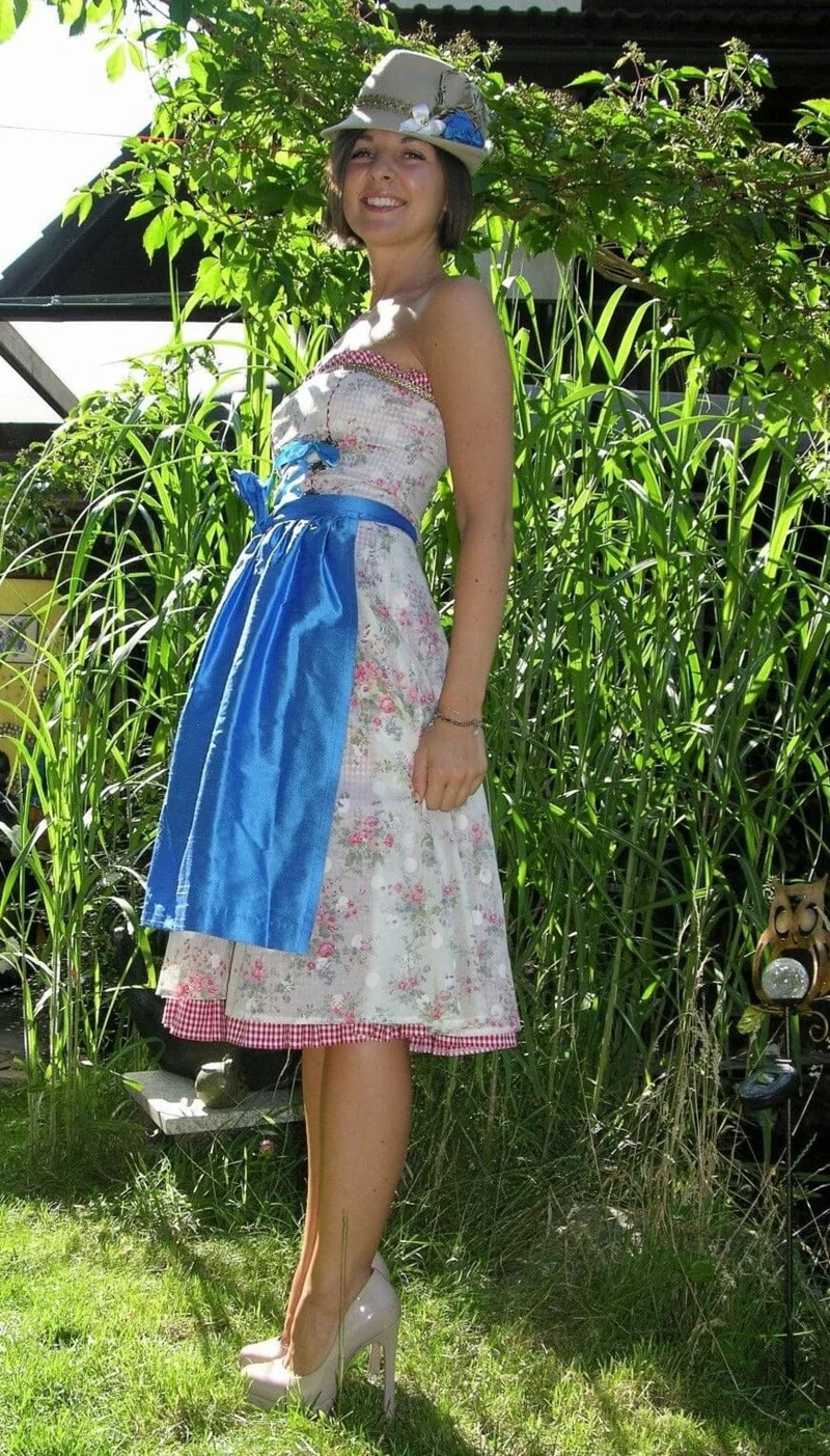 Dirndl Kleid, Bandeau, Ellersdorfer, hell, blau, Midi