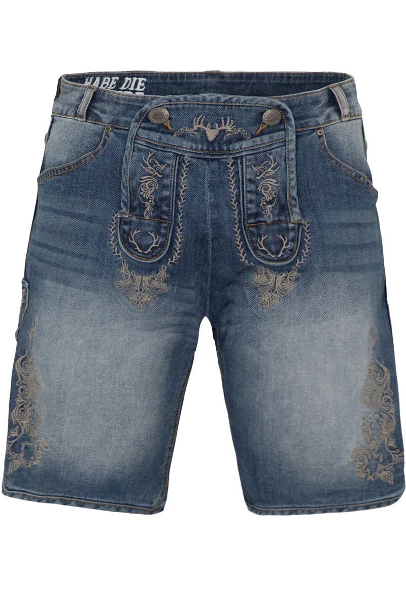 Herren Trachtenjeans mit Stickerei und Hosenlatz