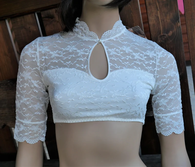Dirndlbluse Nina von C., ecru, Melissa, hochgeschlossen