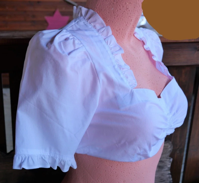 Dirndlbluse Krüger Madl, weiß, Zugband, halblange Ärmel