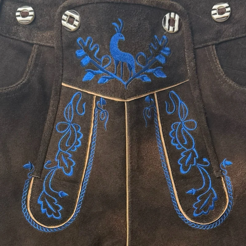Lederhose Hirsch Royal Blau Mokka