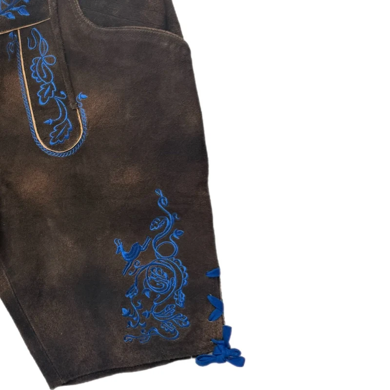 Lederhose Hirsch Royal Blau Mokka