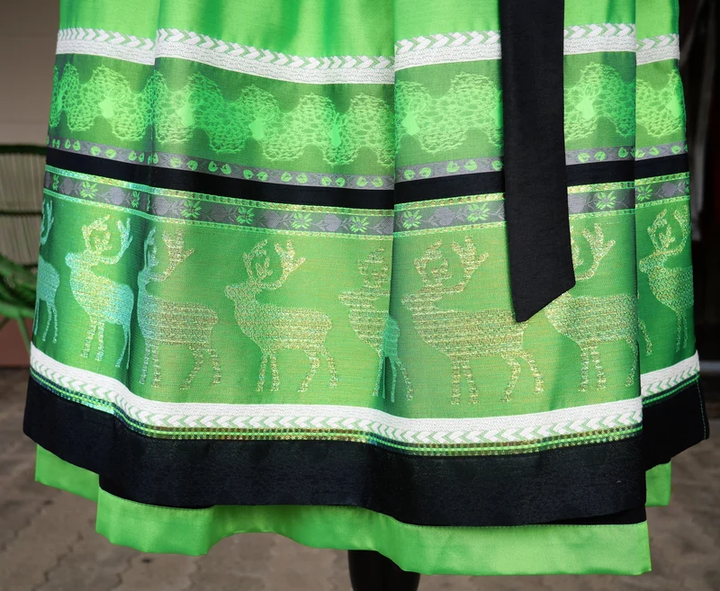 Dirndl Rose, schwarz, neon grün, Midi 70 cm