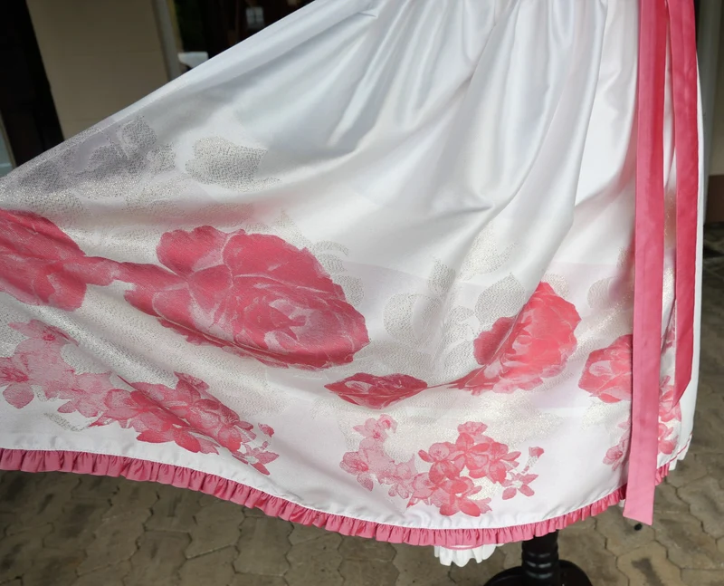 Dirndl Rose, Brautdirndl, weiß, rosa, pink Midi 60 cm
