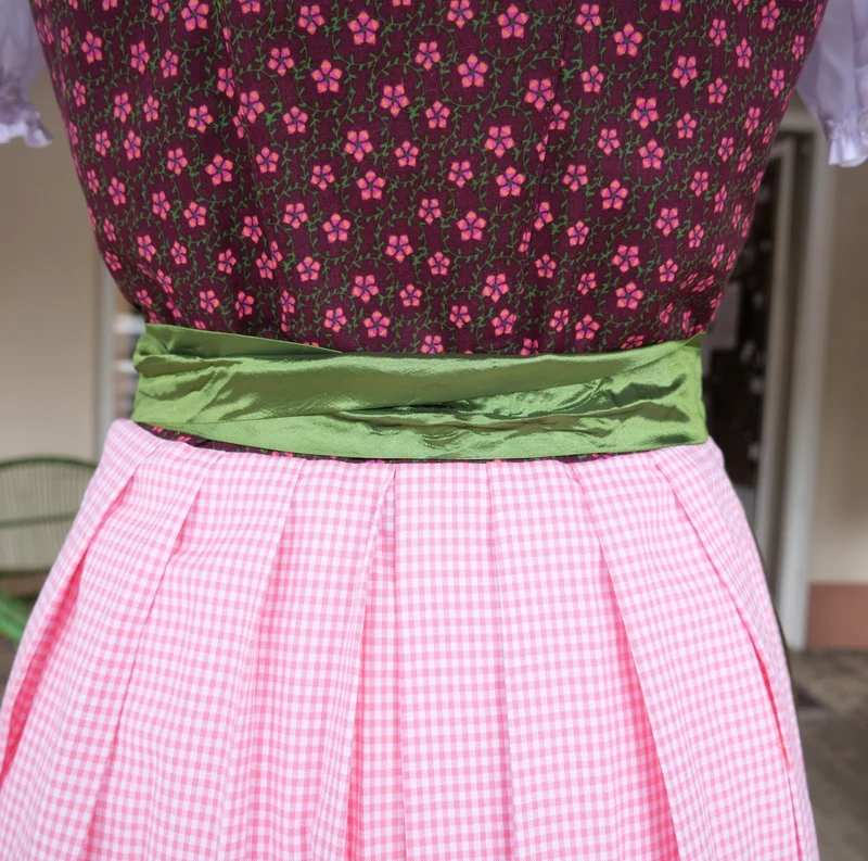 Dirndl Rose, Baumwolle, braun, grün, Midi 60 cm
